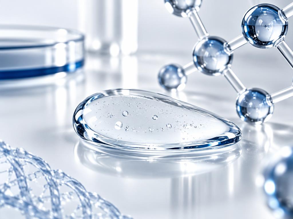 Ilustração conceitual de hidratação cosmética em laboratório
